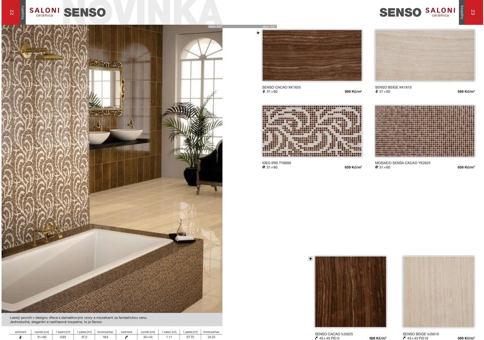 damaškovými vzory a mozaikami za fantastickou cenu. Jednoduchá, elegantní a nadčasová koupelna, to je Senzo.