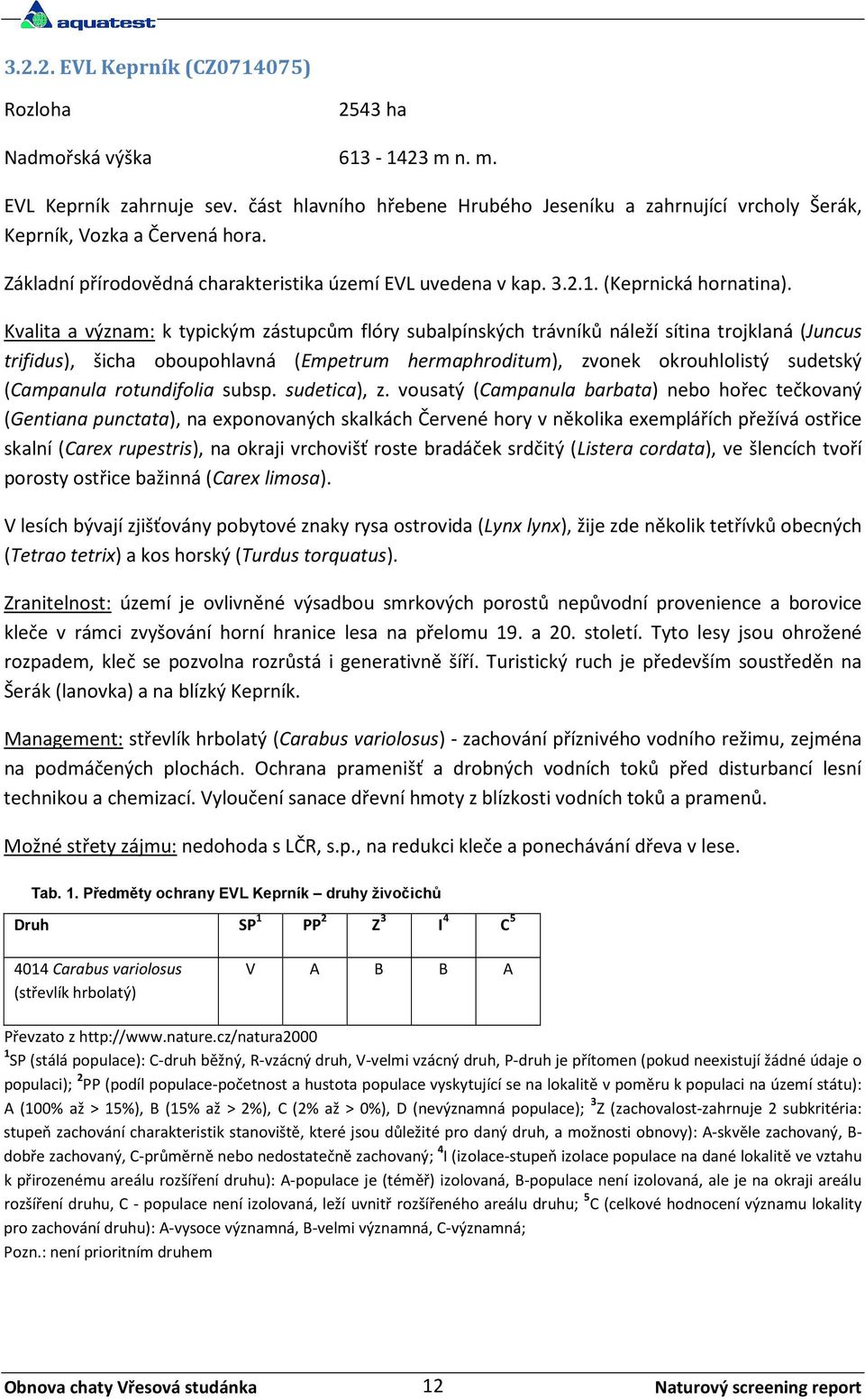 Kvalita a význam: k typickým zástupcům flóry subalpínských trávníků náleží sítina trojklaná (Juncus trifidus), šicha oboupohlavná (Empetrum hermaphroditum), zvonek okrouhlolistý sudetský (Campanula