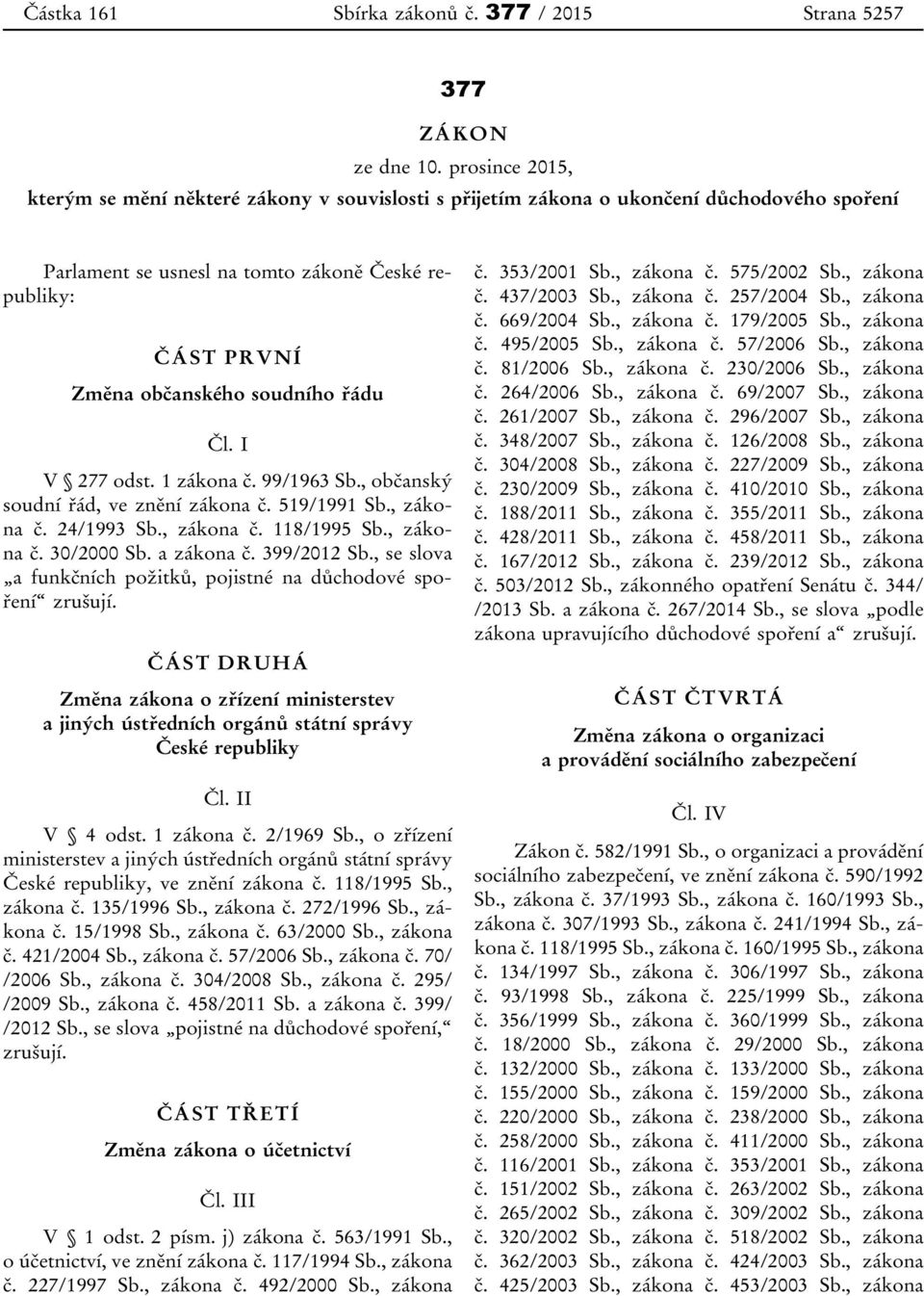 řádu Čl. I V 277 odst. 1 zákona č. 99/1963 Sb., občanský soudní řád, ve znění zákona č. 519/1991 Sb., zákona č. 24/1993 Sb., zákona č. 118/1995 Sb., zákona č. 30/2000 Sb. a zákona č. 399/2012 Sb.