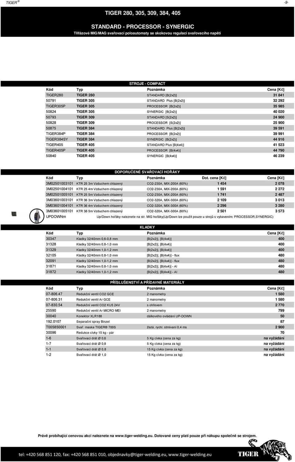 TIGER 309 PROCESSOR [S(2x2)] 25 900 50875 TIGER 384 STANDARD Plus [B(2x2)] 39 591 TIGER384P TIGER 384 PROCESSOR [B(2x2)] 39 991 TIGER384SY TIGER 384 SYNERGIC [B(2x2)] 44 916 TIGER405 TIGER 405