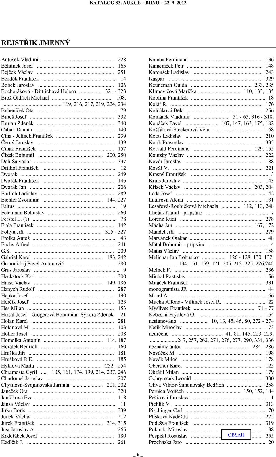 .. 157 Čížek Bohumil... 200, 250 Dalí Salvador... 337 Drtikol František... 12 Dvořák... 249 Dvořák František... 146 Dvořák Jan... 206 Ehrlich Ladislav... 289 Eichler Zvonimír... 144, 227 Faltus.