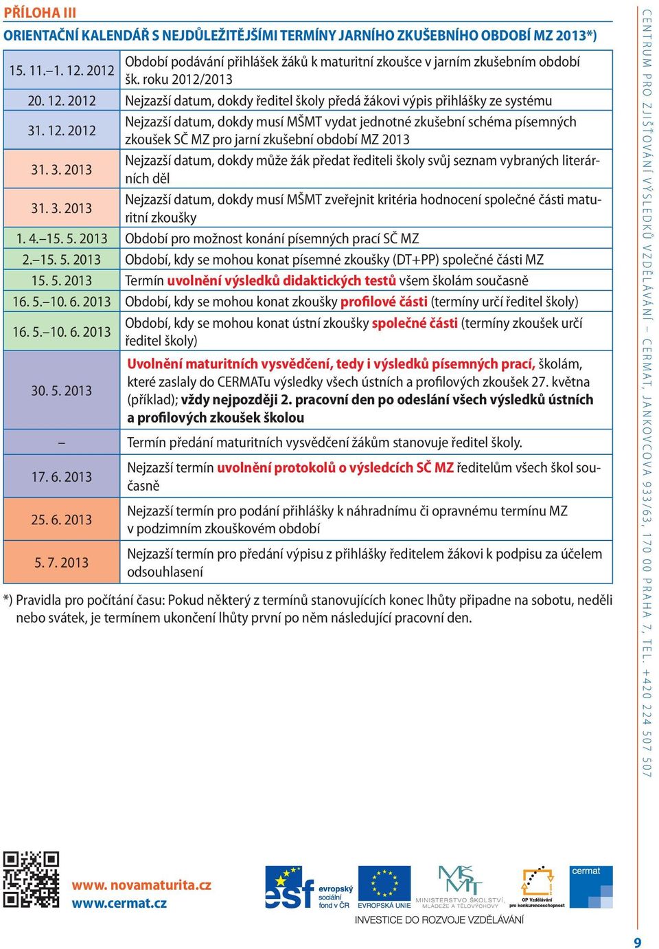 3. 2013 Nejzazší datum, dokdy může žák předat řediteli školy svůj seznam vybraných literárních děl 31