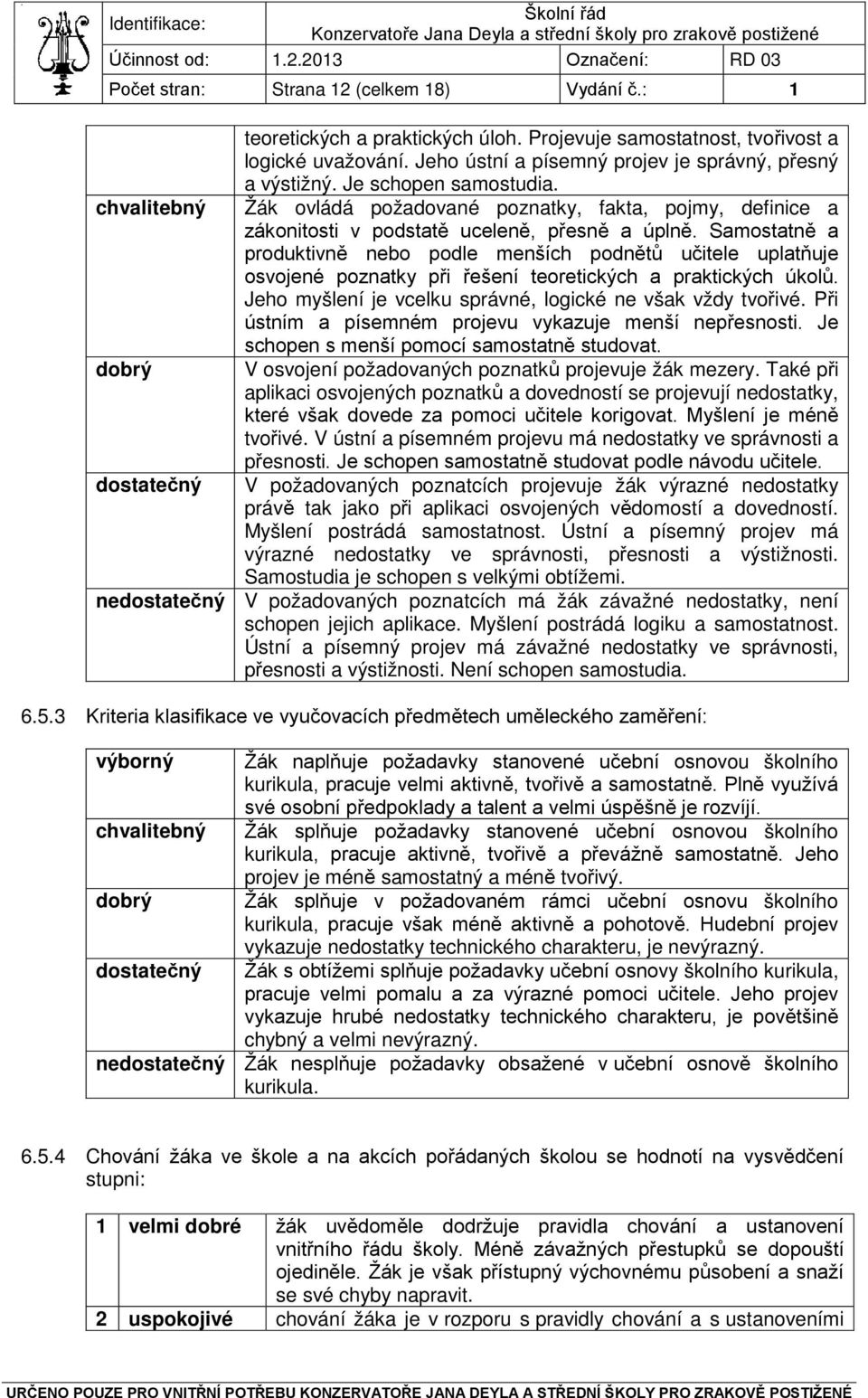 Samostatně a produktivně nebo podle menších podnětů učitele uplatňuje osvojené poznatky při řešení teoretických a praktických úkolů. Jeho myšlení je vcelku správné, logické ne však vždy tvořivé.