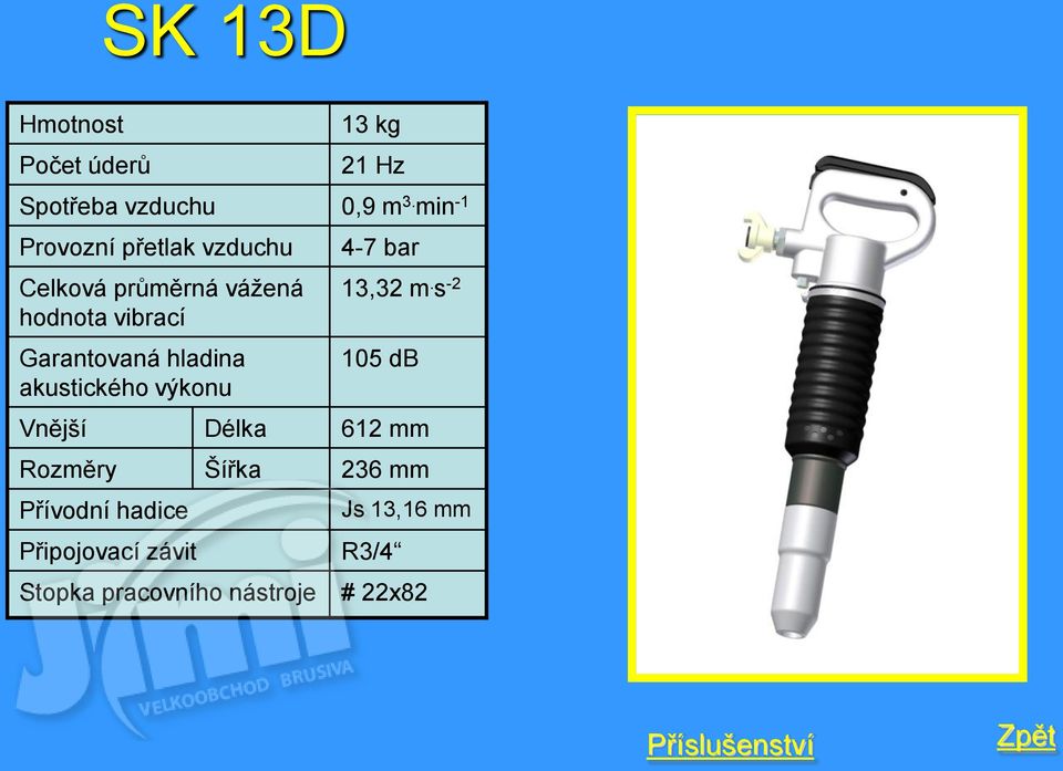 hladina akustického výkonu 4-7 bar 13,32 m.