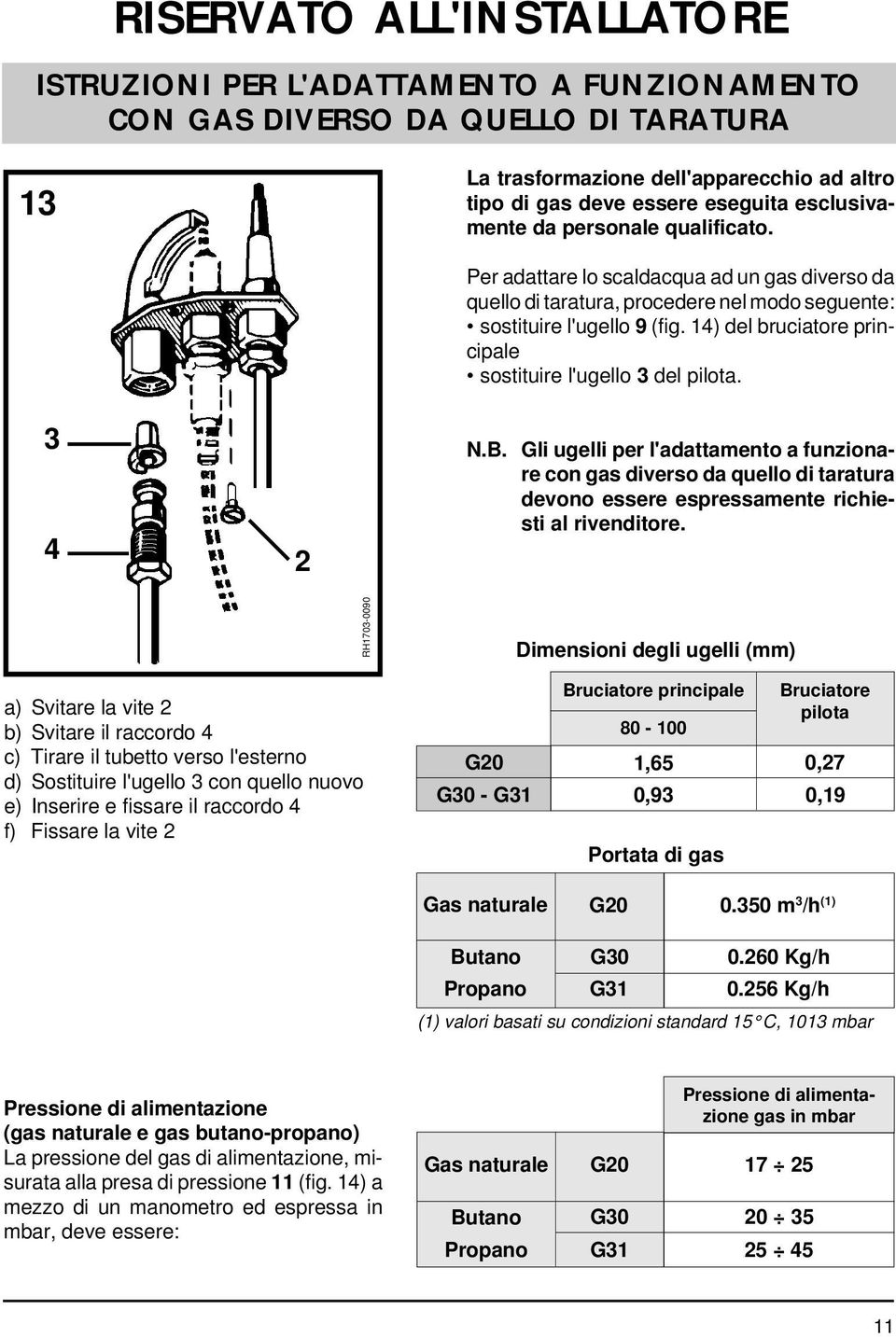 14) del bruciatore principale sostituire l'ugello 3 del pilota. 3 4 2 N.B.