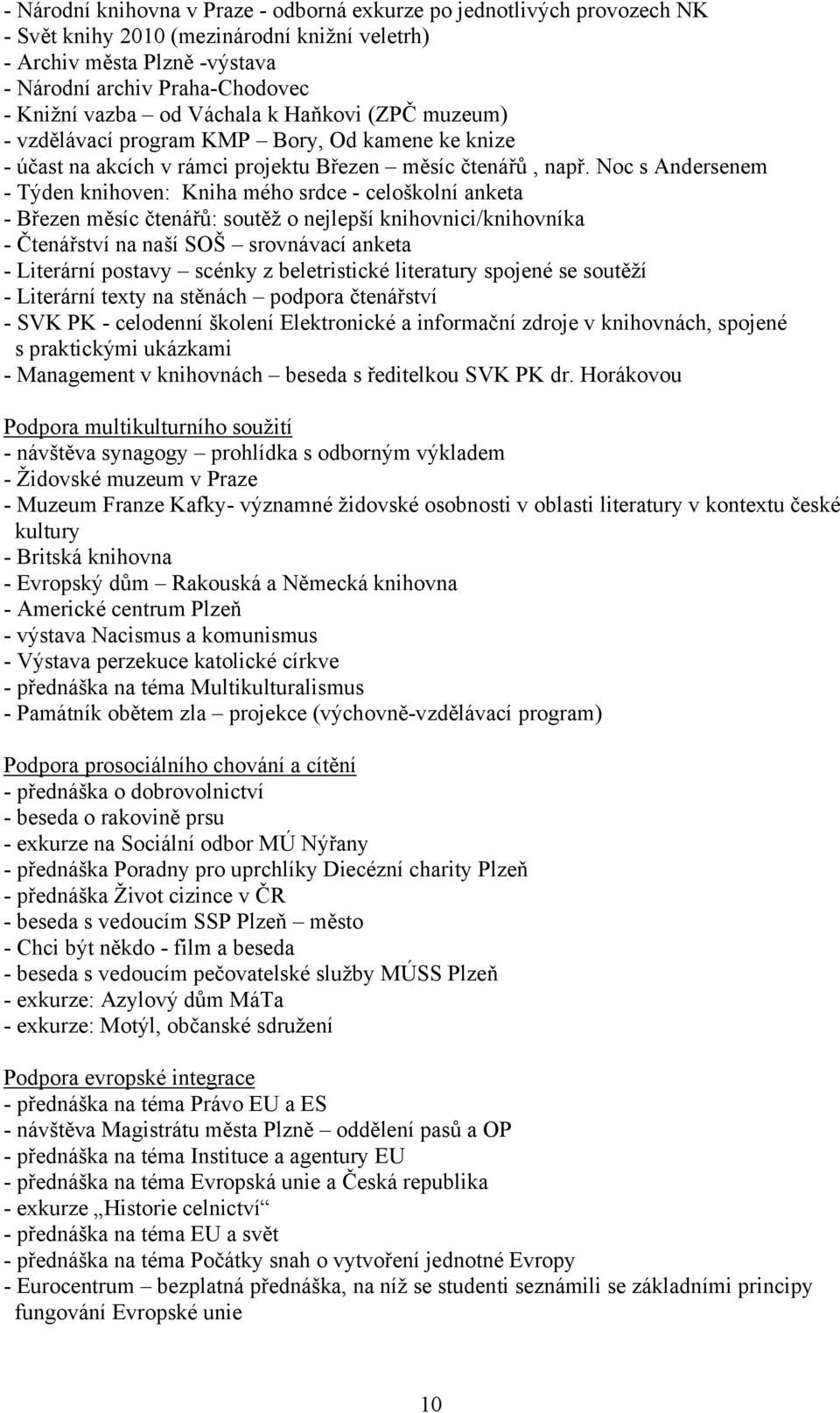 Noc s Andersenem - Týden knihoven: Kniha mého srdce - celoškolní anketa - Březen měsíc čtenářů: soutěž o nejlepší knihovnici/knihovníka - Čtenářství na naší SOŠ srovnávací anketa - Literární postavy