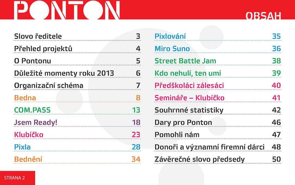 18 Klubíčko 23 Pixla 28 Bednění 34 Pixlování 35 Miro Suno 36 Street Battle Jam 38 Kdo nehulí, ten umí