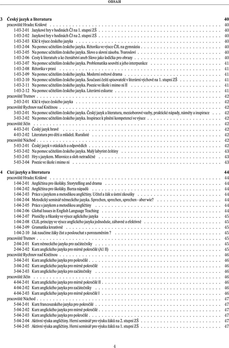 ............................................ 40 1-03-2-04 Na pomoc učitelům českého jazyka. Rétorika ve výuce ČJL na gymnáziu......................... 40 1-03-2-05 Na pomoc učitelům českého jazyka.