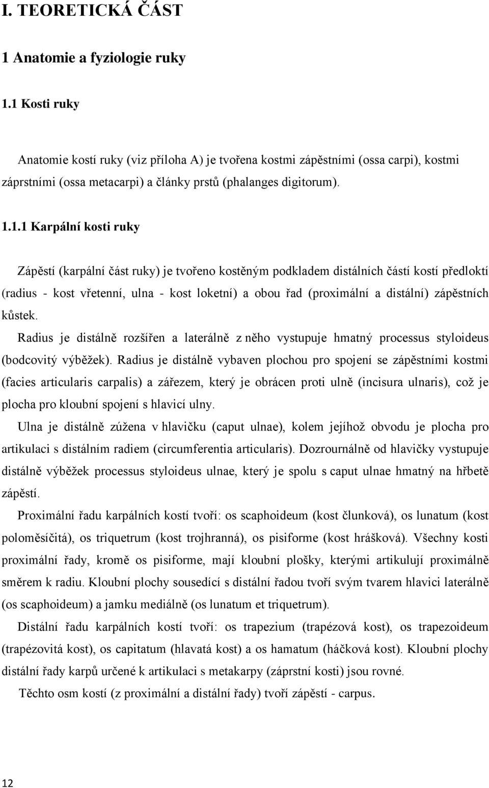 (karpální část ruky) je tvořeno kostěným podkladem distálních částí kostí předloktí (radius - kost vřetenní, ulna - kost loketní) a obou řad (proximální a distální) zápěstních kůstek.