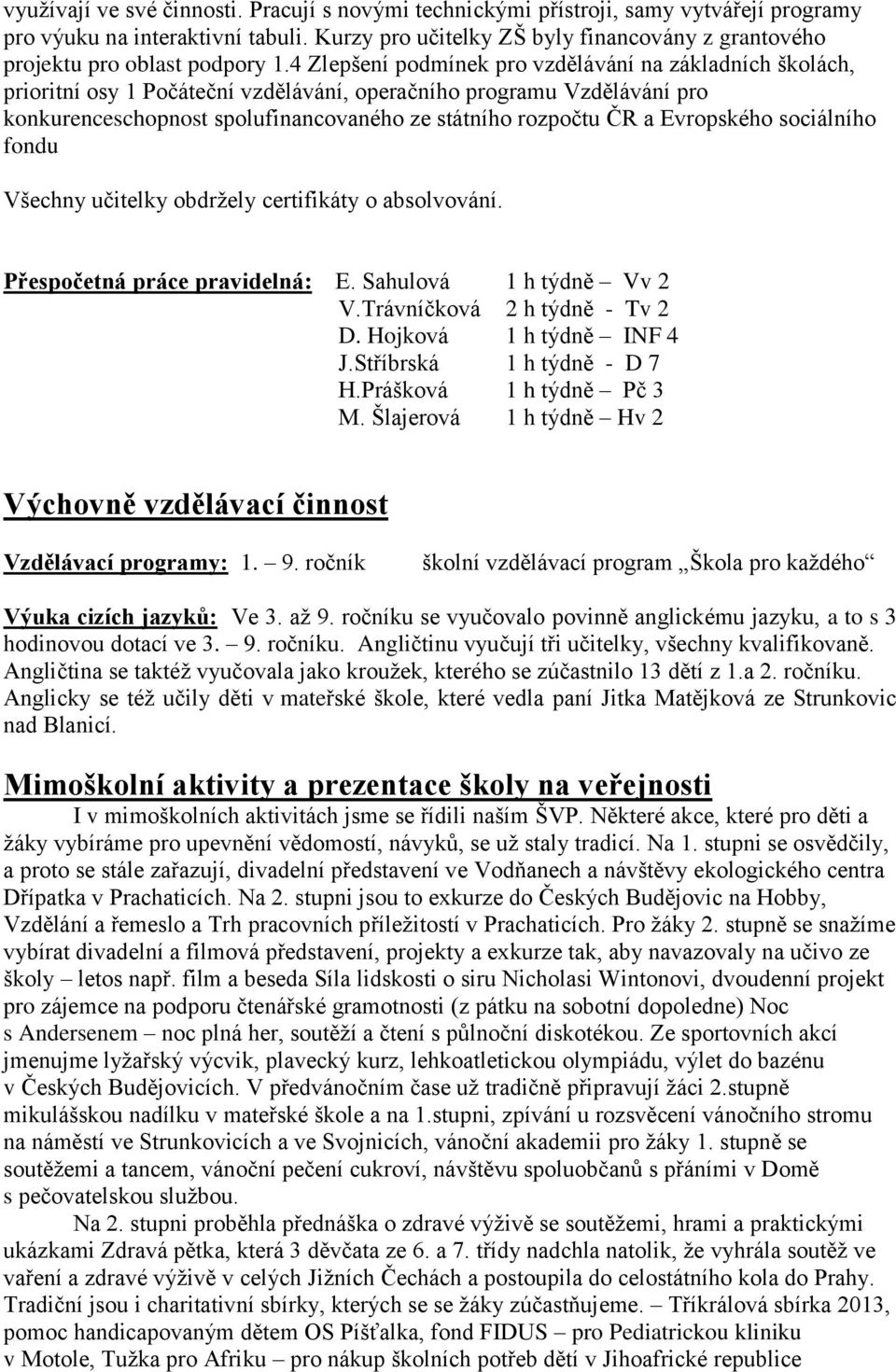 4 Zlepšení podmínek pro vzdělávání na základních školách, prioritní osy 1 Počáteční vzdělávání, operačního programu Vzdělávání pro konkurenceschopnost spolufinancovaného ze státního rozpočtu ČR a