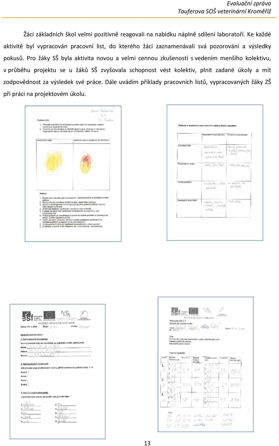 Pro žáky SŠ byla aktivita novou a velmi cennou zkušeností s vedením menšího kolektivu, v průběhu projektu se u žáků SŠ