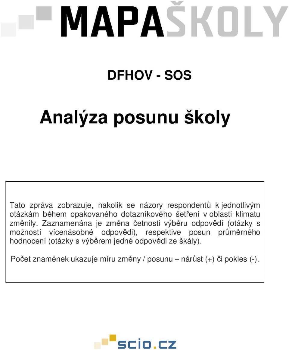 Zaznamenána je změna četnosti výběru odpovědí (otázky s možností vícenásobné odpovědi), respektive