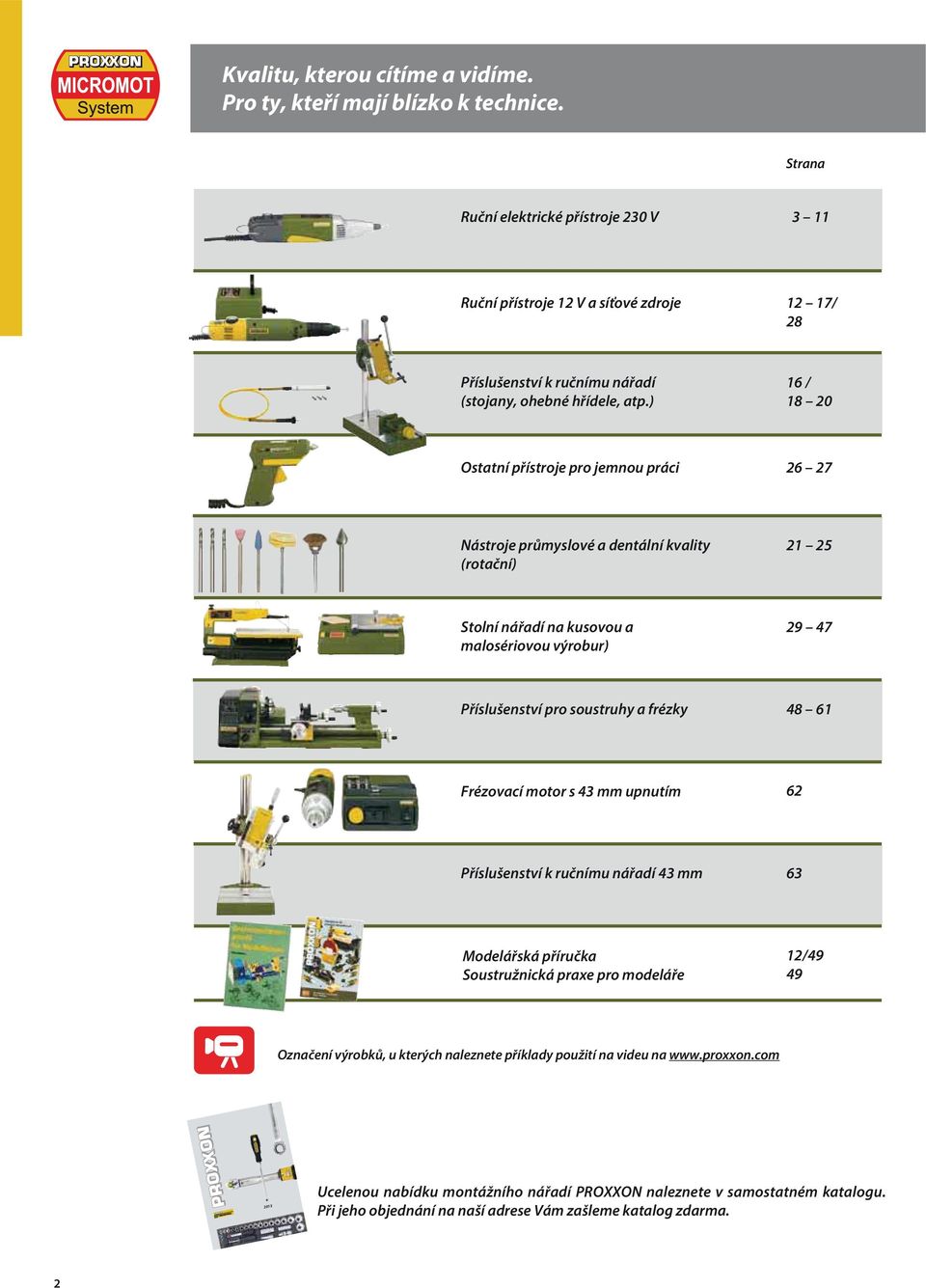 ) 16 / 18 20 Ostatní přístroje pro jemnou práci 26 27 Nástroje průmyslové a dentální kvality (rotační) 21 25 Stolní nářadí na kusovou a malosériovou výrobur) 29 47 Příslušenství pro soustruhy a