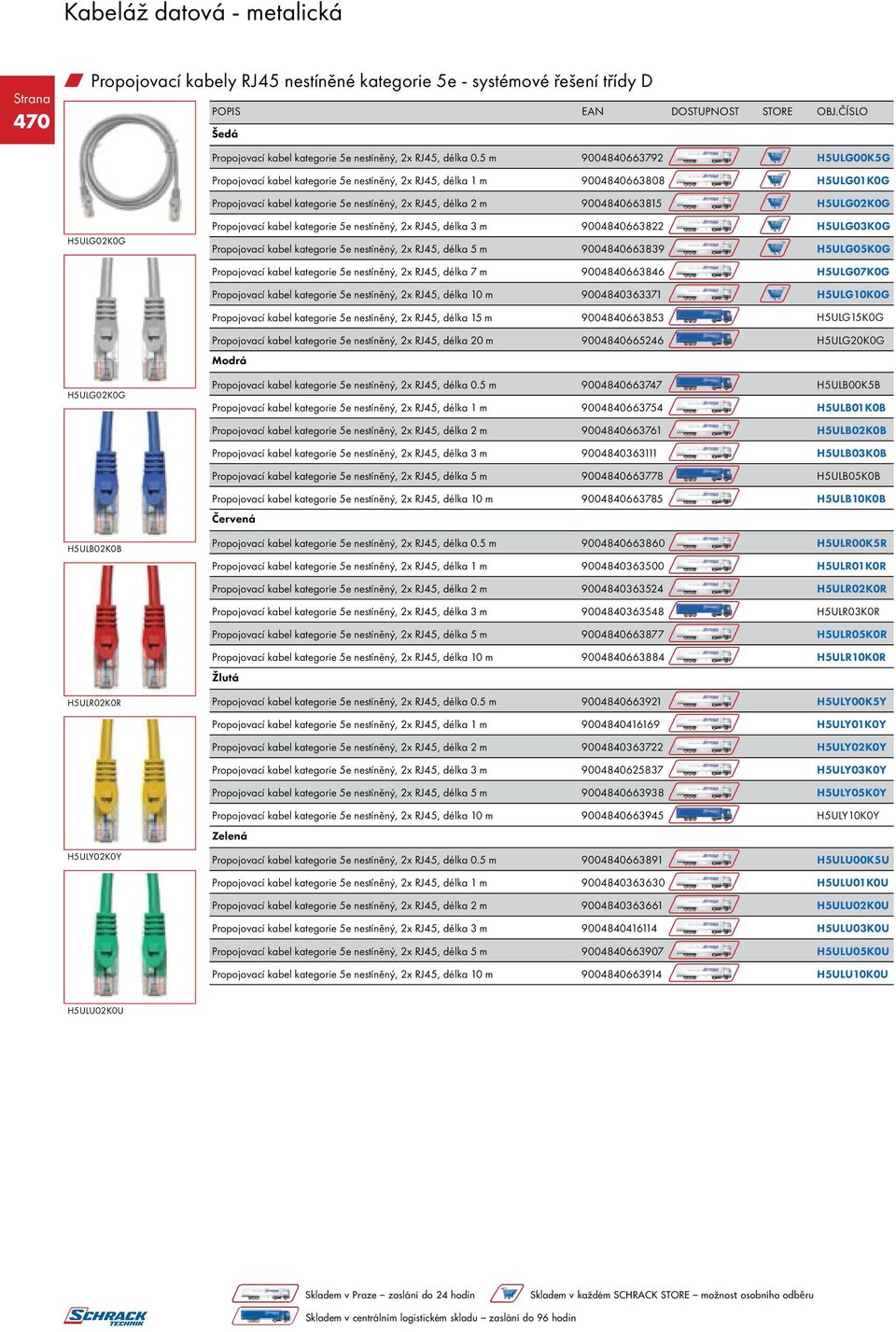 H5ULG02K0G H5ULG02K0G Propojovací kabel kategorie 5e nestíněný, 2x RJ45, délka 3 m 9004840663822 H5ULG03K0G Propojovací kabel kategorie 5e nestíněný, 2x RJ45, délka 5 m 9004840663839 H5ULG05K0G