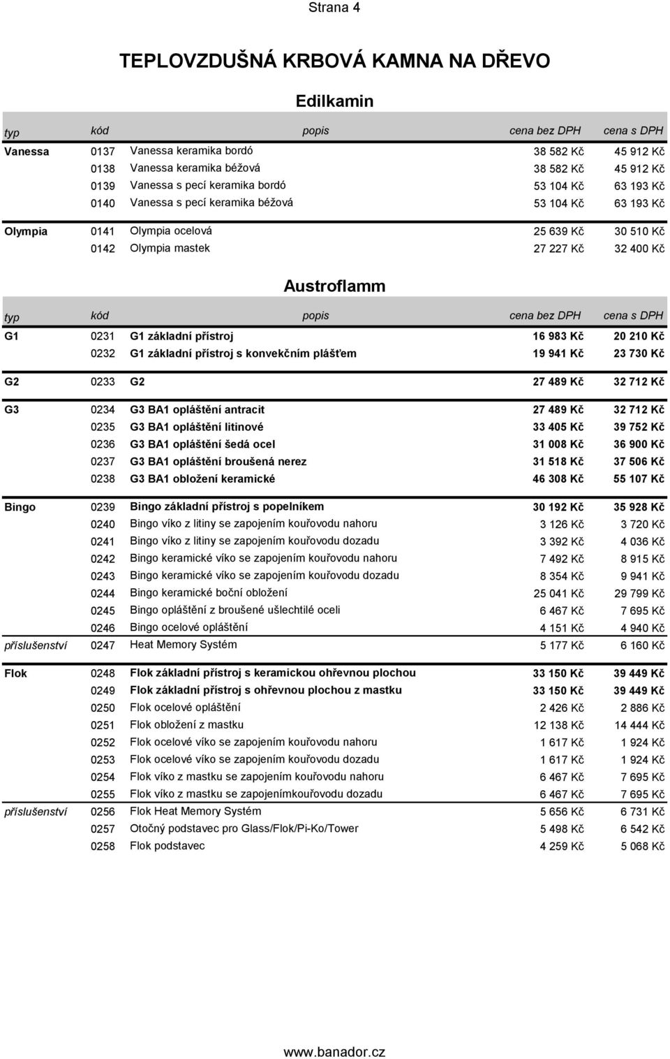 přístroj 16 983 Kč 20 210 Kč 0232 G1 základní přístroj s konvekčním plášťem 19 941 Kč 23 730 Kč G2 0233 G2 27 489 Kč 32 712 Kč G3 0234 G3 BA1 opláštění antracit 27 489 Kč 32 712 Kč 0235 G3 BA1