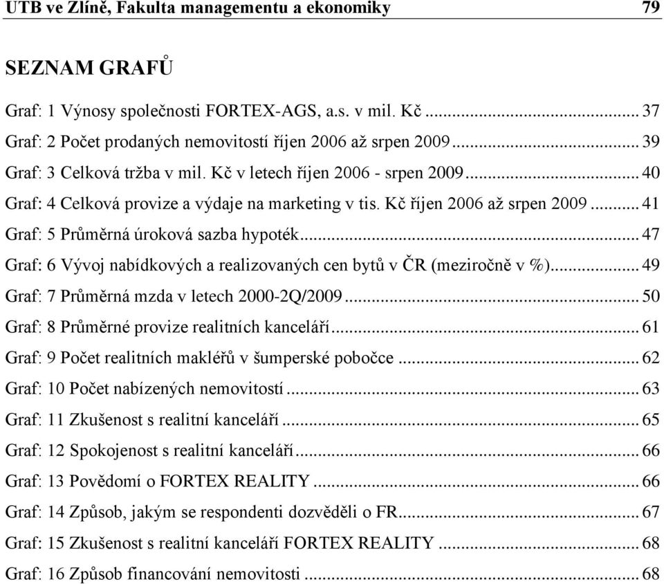 .. 41 Graf: 5 Průměrná úroková sazba hypoték... 47 Graf: 6 Vývoj nabídkových a realizovaných cen bytů v ČR (meziročně v %)... 49 Graf: 7 Průměrná mzda v letech 2000-2Q/2009.