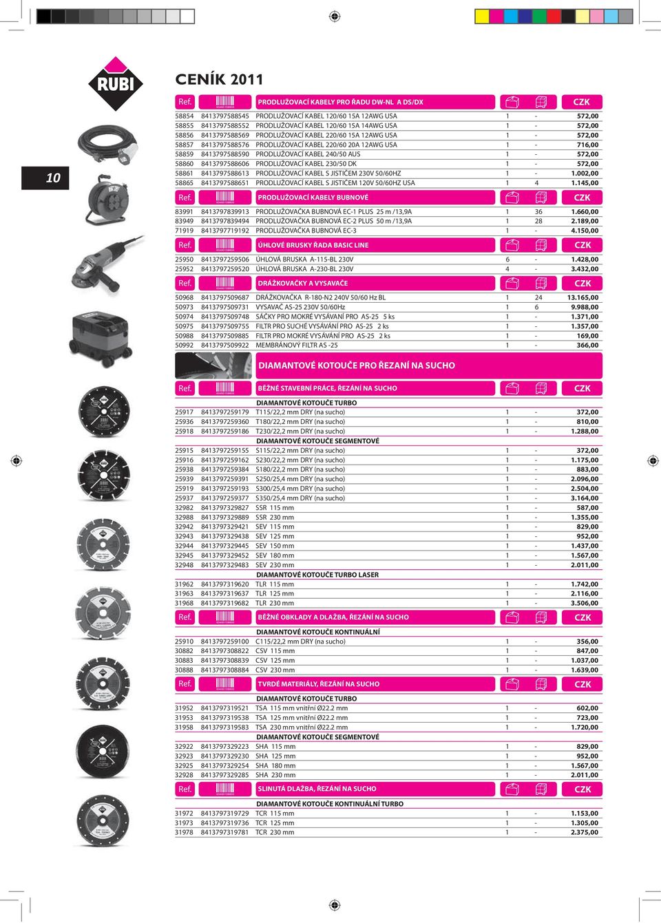 58861 8413797588613 PRODLUŽOVACÍ KABEL S JISTIČEM 230V 50/60HZ 1-1.002,00 58865 8413797588651 PRODLUŽOVACÍ KABEL S JISTIČEM 120V 50/60HZ USA 1 4 1.