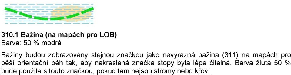 pěší orientační běh tak, aby nakreslená značka stopy byla lépe čitelná.