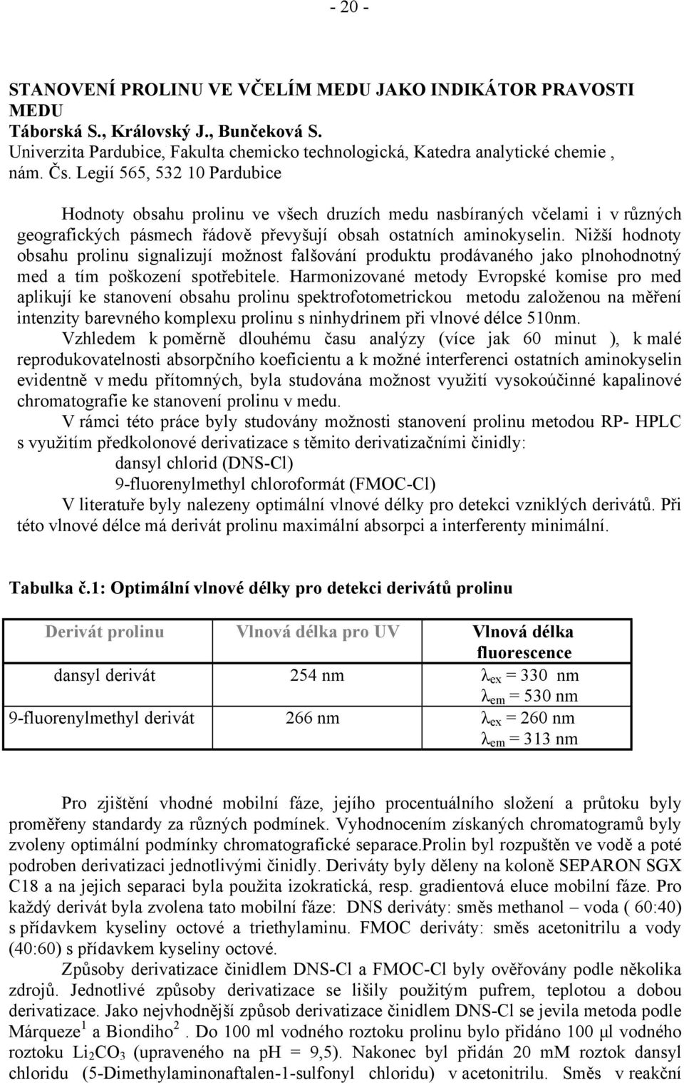 Nižší hodnoty obsahu prolinu signalizují možnost falšování produktu prodávaného jako plnohodnotný med a tím poškození spotřebitele.