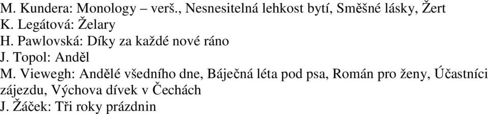 Pawlovská: Díky za každé nové ráno J. Topol: Anděl M.