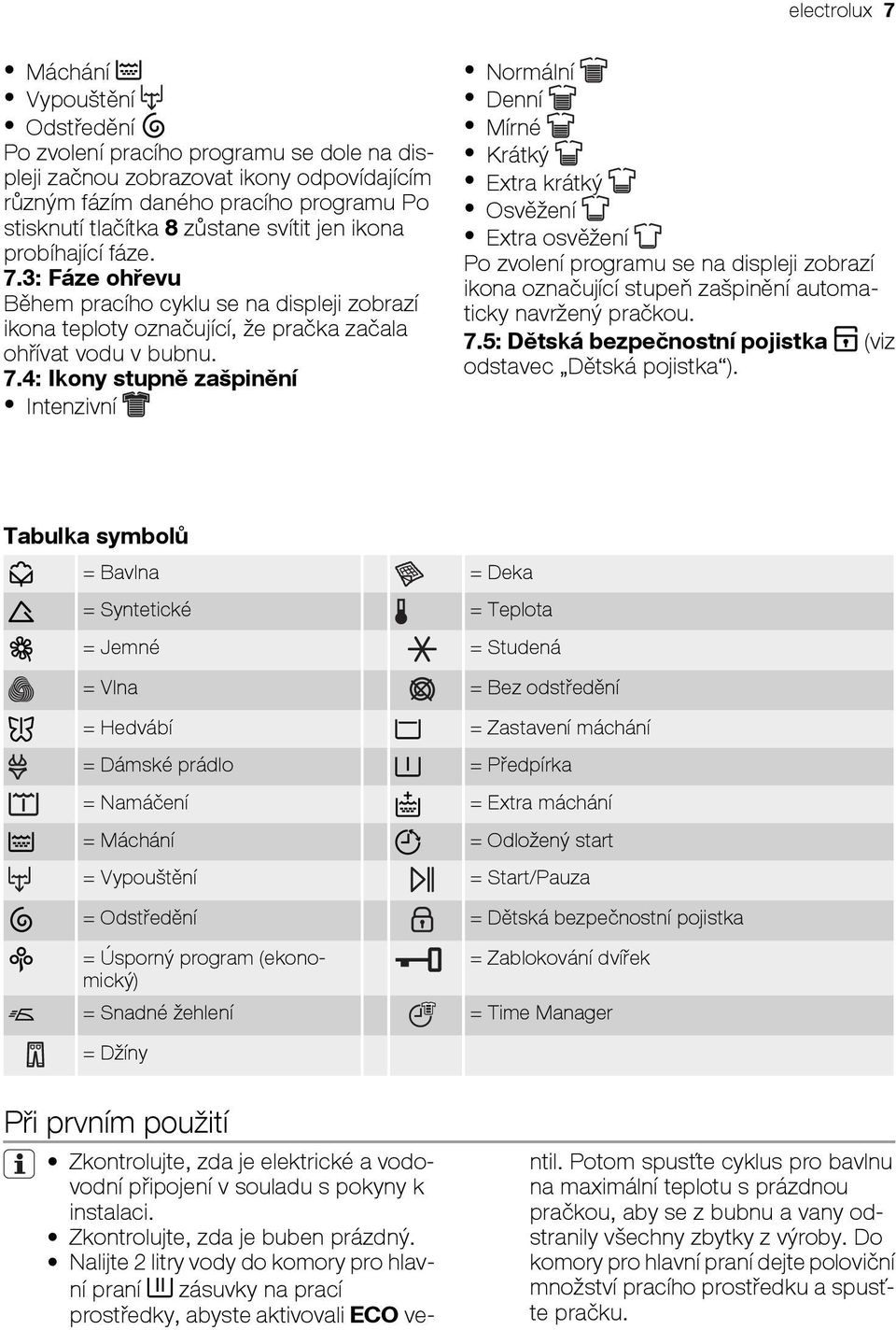 3: Fáze ohřevu Během pracího cyklu se na displeji zobrazí ikona teploty označující, že pračka začala ohřívat vodu v bubnu. 7.