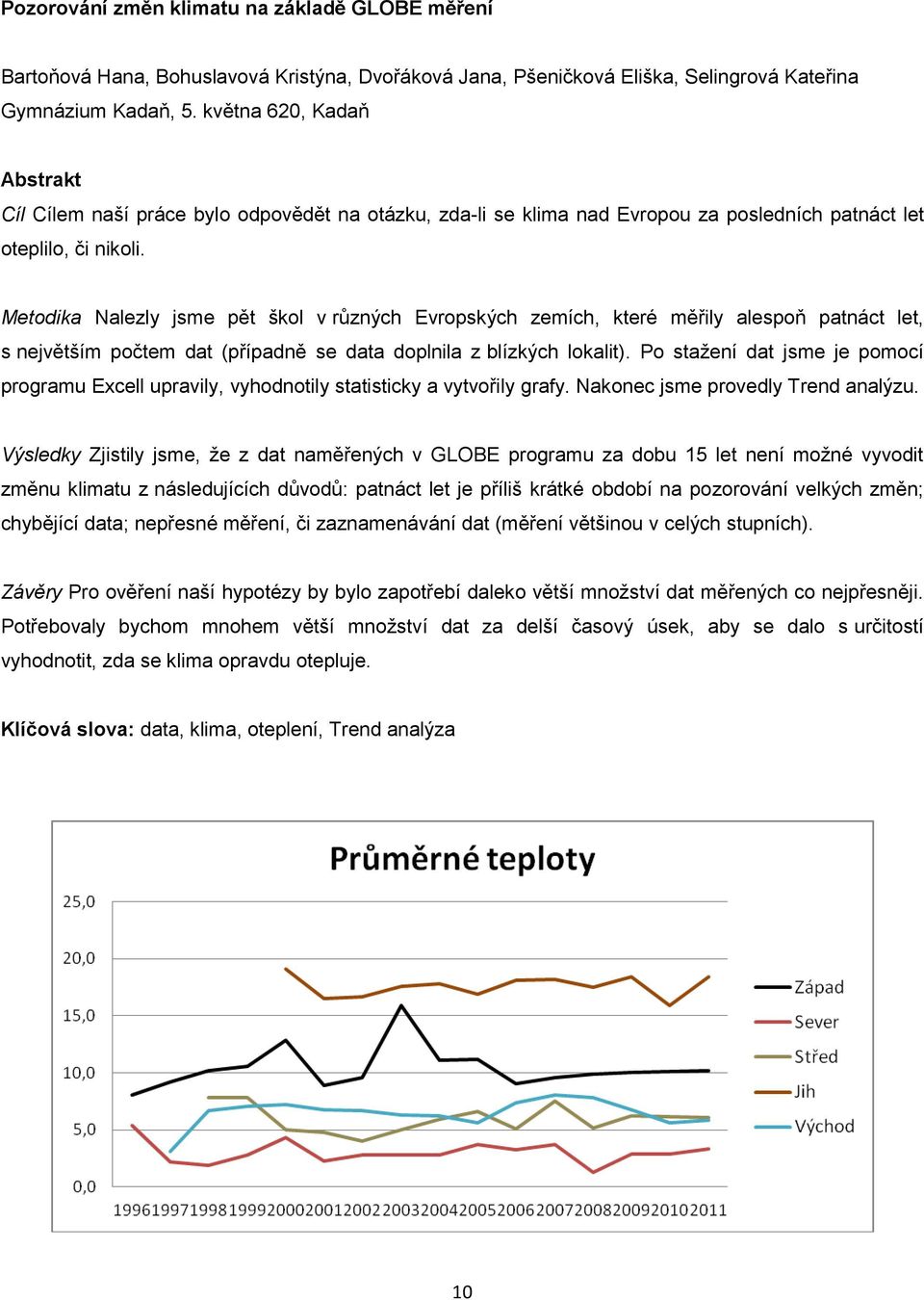 Metodika Nalezly jsme pět škol v různých Evropských zemích, které měřily alespoň patnáct let, s největším počtem dat (případně se data doplnila z blízkých lokalit).