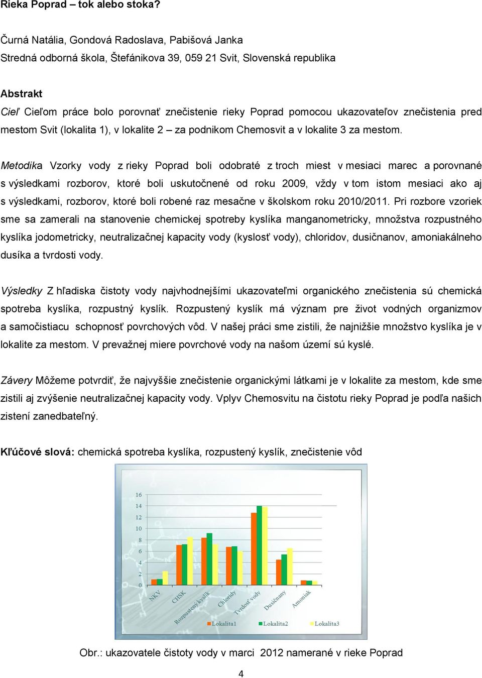 znečistenia pred mestom Svit (lokalita 1), v lokalite 2 za podnikom Chemosvit a v lokalite 3 za mestom.