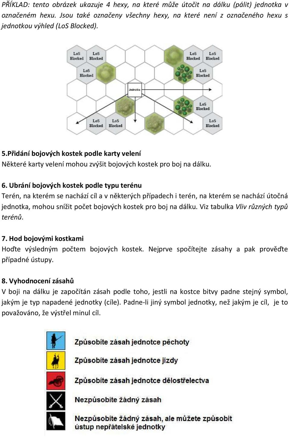 Přidání bojových kostek podle karty velení Některé karty velení mohou zvýšit bojových kostek pro boj na dálku. 6.