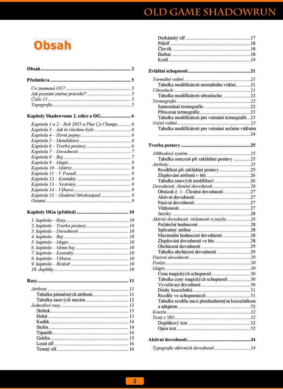 .. 8 Kapitola 10 Matrix... 8 Kapitola 11 V Pozadí... 8 Kapitola 12 Kontakty... 9 Kapitola 13 Nestvůry... 9 Kapitola 14 Výbava... 9 Kapitola 15 Moderní Středozápad... 9 Ostatní.