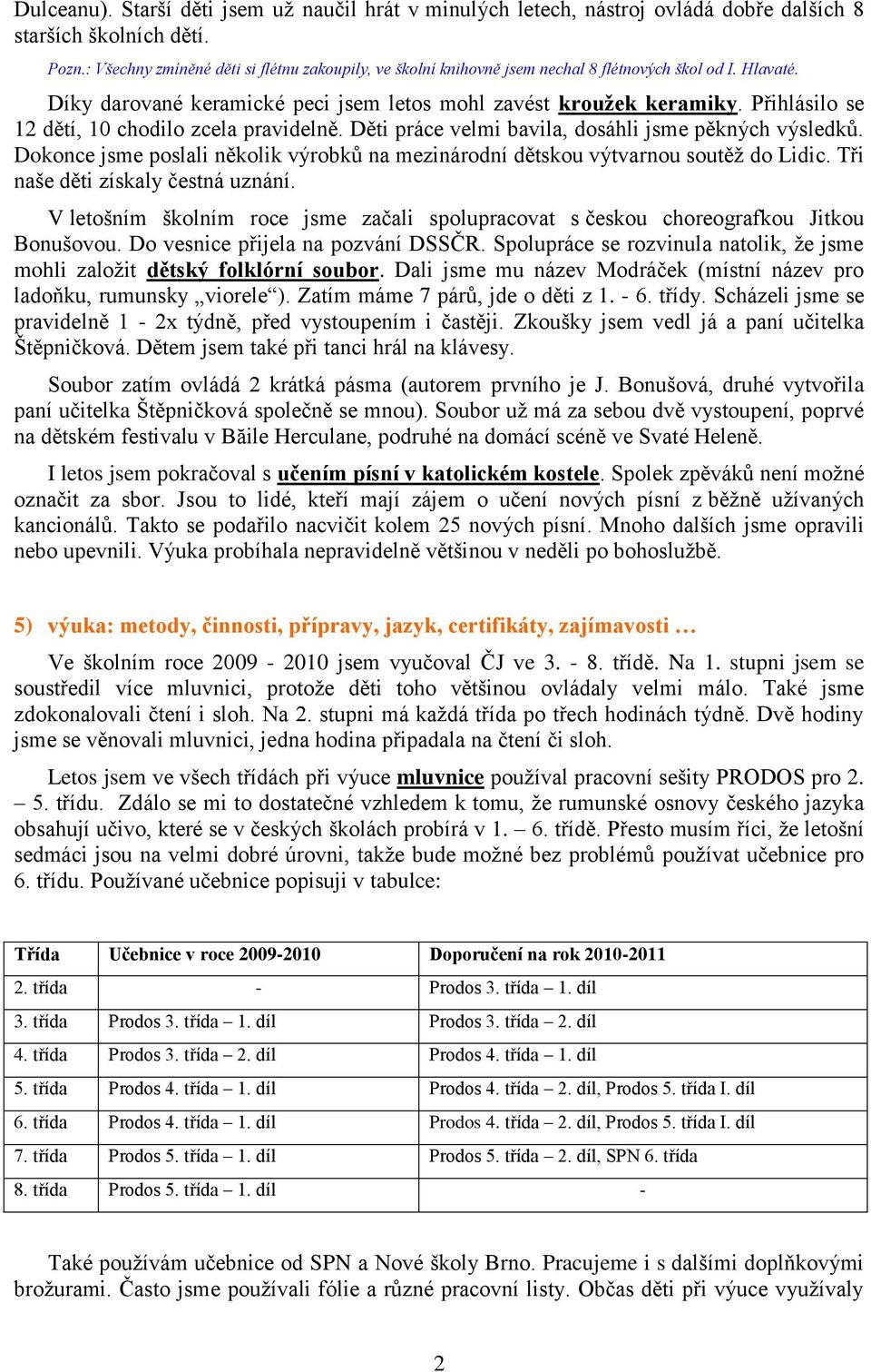 Přihlásilo se 12 dětí, 10 chodilo zcela pravidelně. Děti práce velmi bavila, dosáhli jsme pěkných výsledků. Dokonce jsme poslali několik výrobků na mezinárodní dětskou výtvarnou soutěž do Lidic.