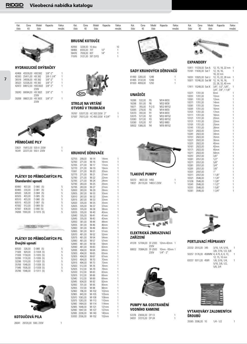 15413,00 530-II 230V 1 16341 22377,00 550-I 230V 1 PLÁTKY DO PŘÍMOČARÝCH PIL Standardní upnutí 80480 407,00 D-980 (5) 5 80485 330,00 D-981 (5) 5 80500 326,00 D-984 (5) 5 80505 403,00 D-985 (5) 5