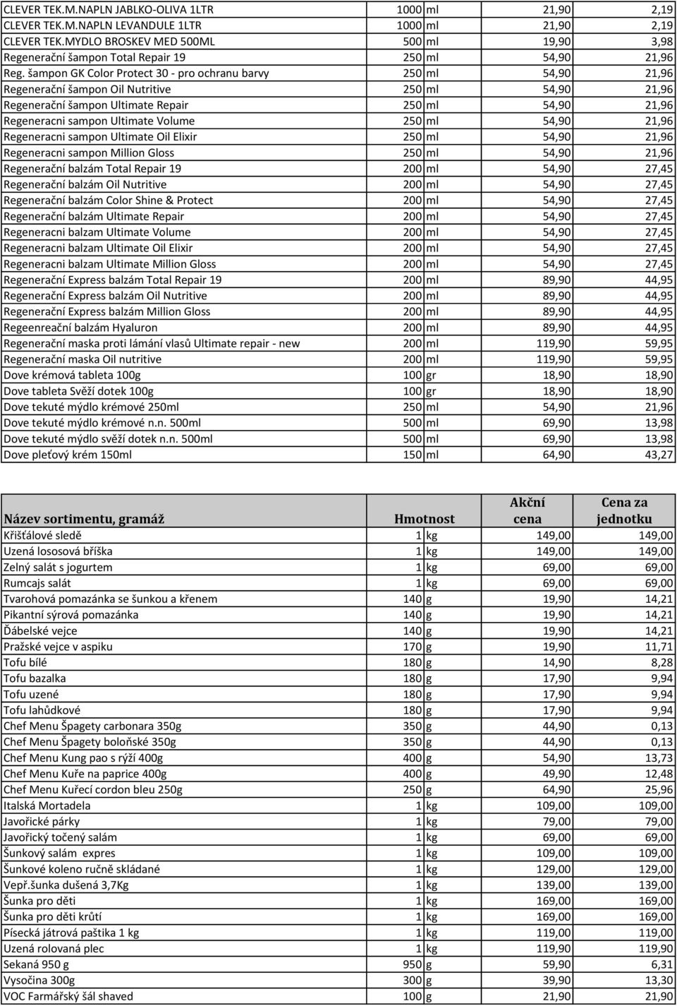 šampon GK Color Protect 30 - pro ochranu barvy 250 ml 54,90 21,96 Regenerační šampon Oil Nutritive 250 ml 54,90 21,96 Regenerační šampon Ultimate Repair 250 ml 54,90 21,96 Regeneracni sampon Ultimate