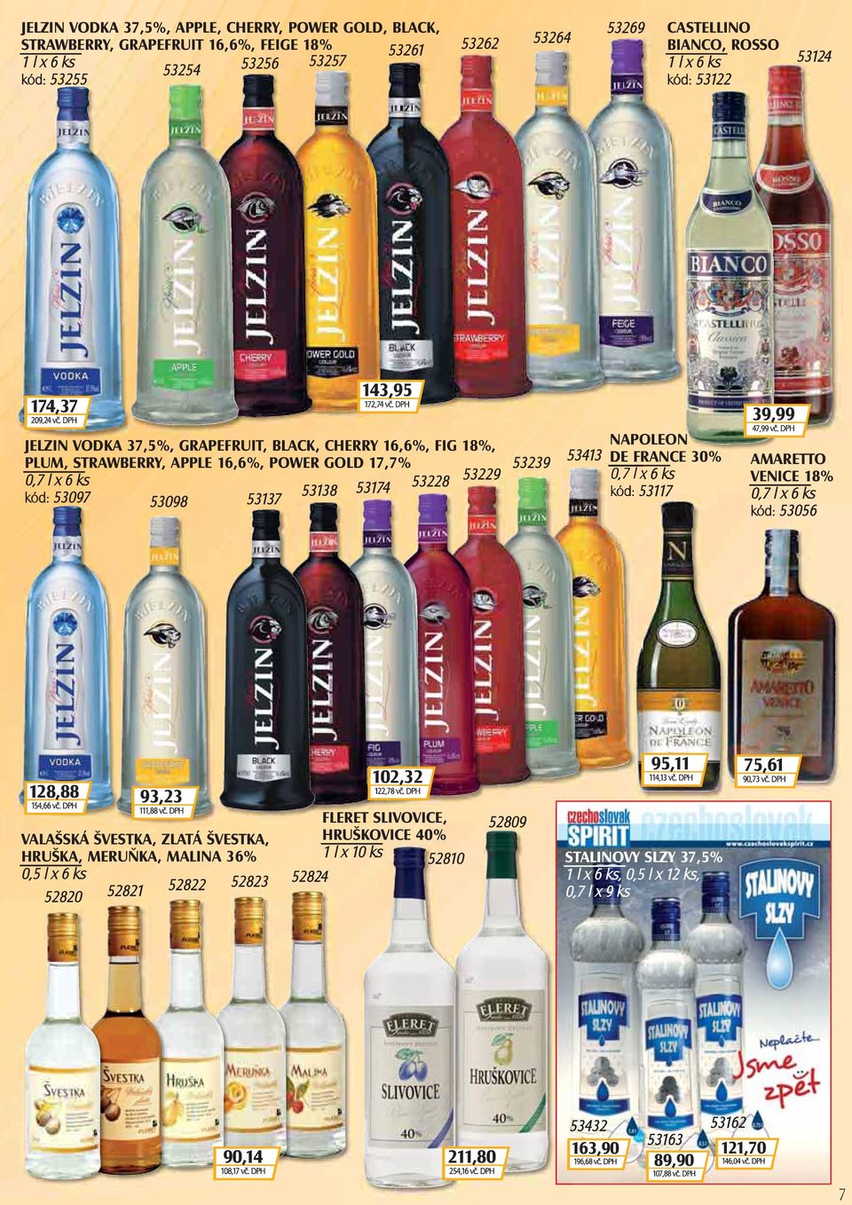 DPH JELZIN VODKA 37,5%, GRAPEFRUIT, BLACK, CHERRY 16,6%, FIG 18%, PLUM, STRAWBERRY, APPLE 16,6%, POWER GOLD 17,7% 0,7 l x 6 ks kód: 53097 53138 53174 53228 53229 53098 53137 53239 53413 NAPOLEON DE