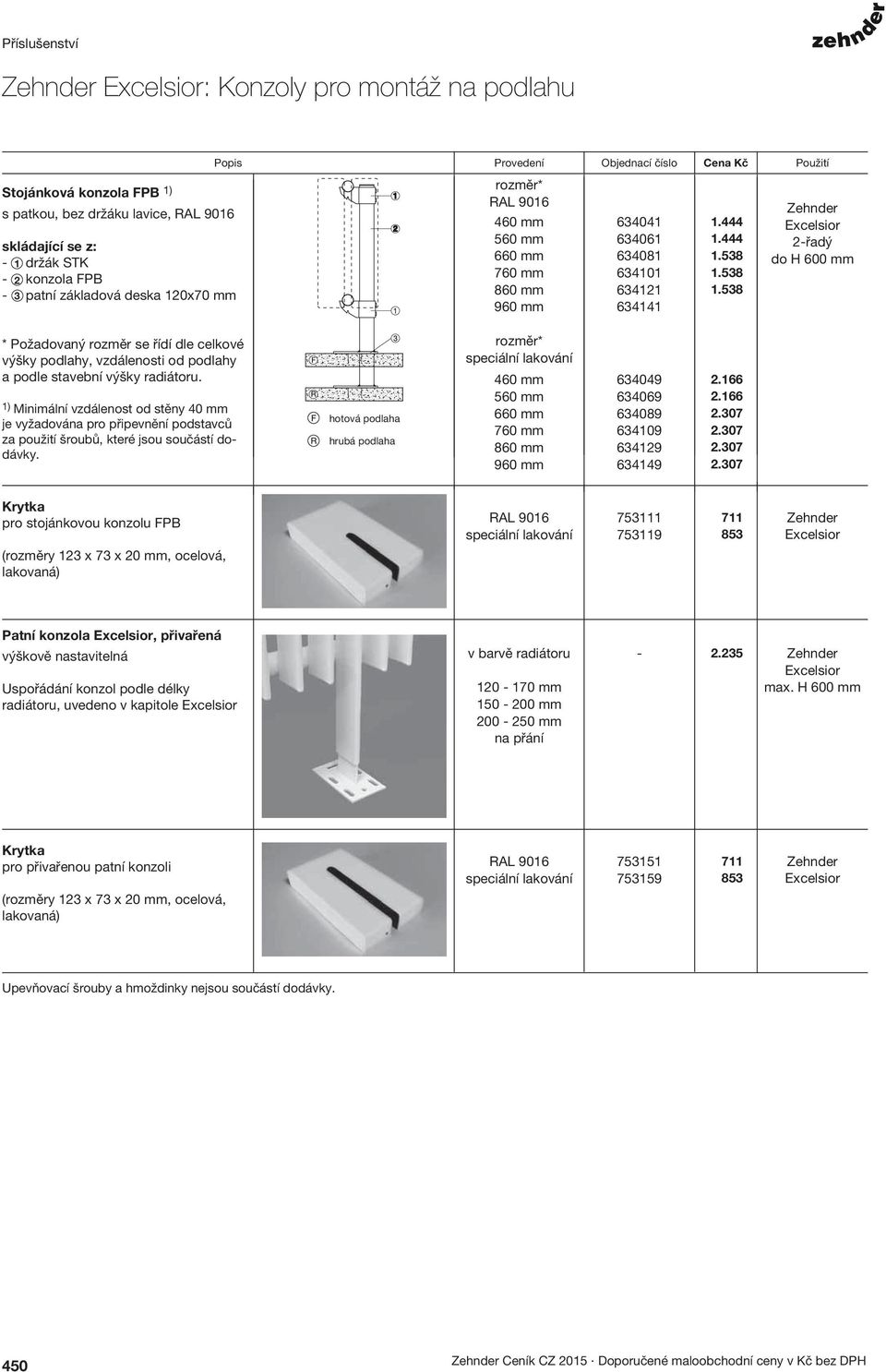 38 1.38 Excelsior 2-řadý do H 600 mm * Požadovaný rozměr se řídí dle celkové výšky podlahy, vzdálenosti od podlahy a podle stavební výšky radiátoru.