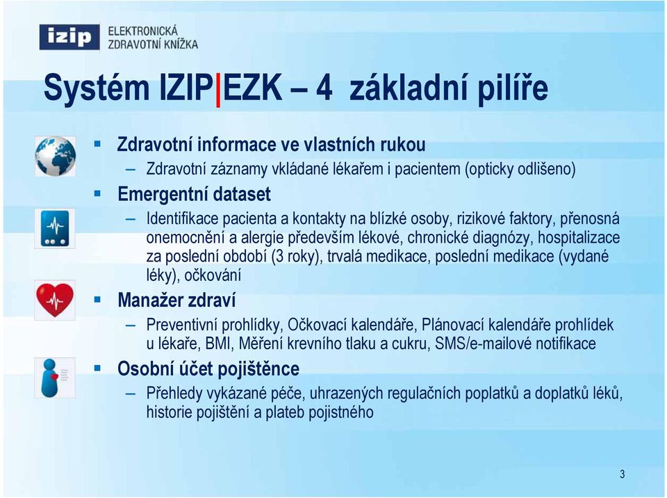 medikace, poslední medikace (vydané léky), očkování Manažer zdraví Preventivní prohlídky, Očkovací kalendáře, Plánovací kalendáře prohlídek u lékaře, BMI, Měření krevního