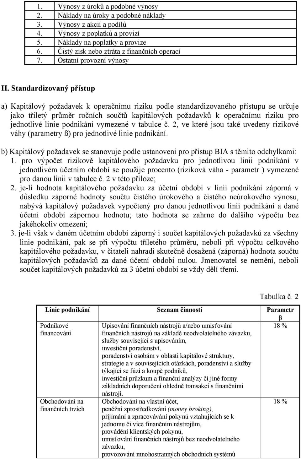 Standardizovaný přístup a) Kapitálový požadavek k operačnímu riziku podle standardizovaného přístupu se určuje jako tříletý průměr ročních součtů kapitálových požadavků k operačnímu riziku pro