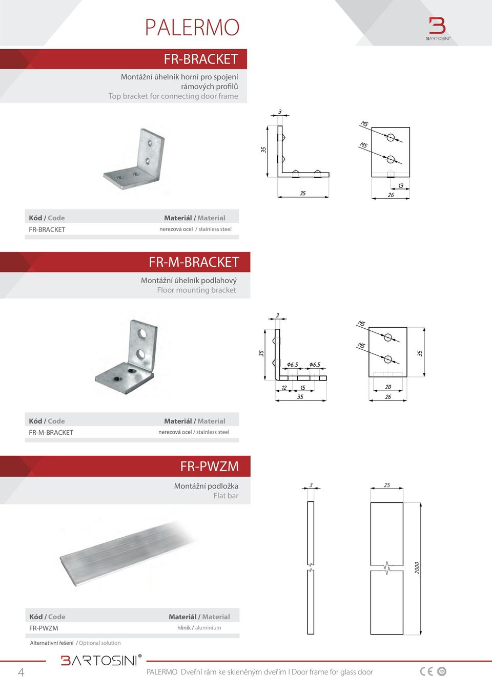 Floor mounting bracket 3 M5 M5 35 35 6.