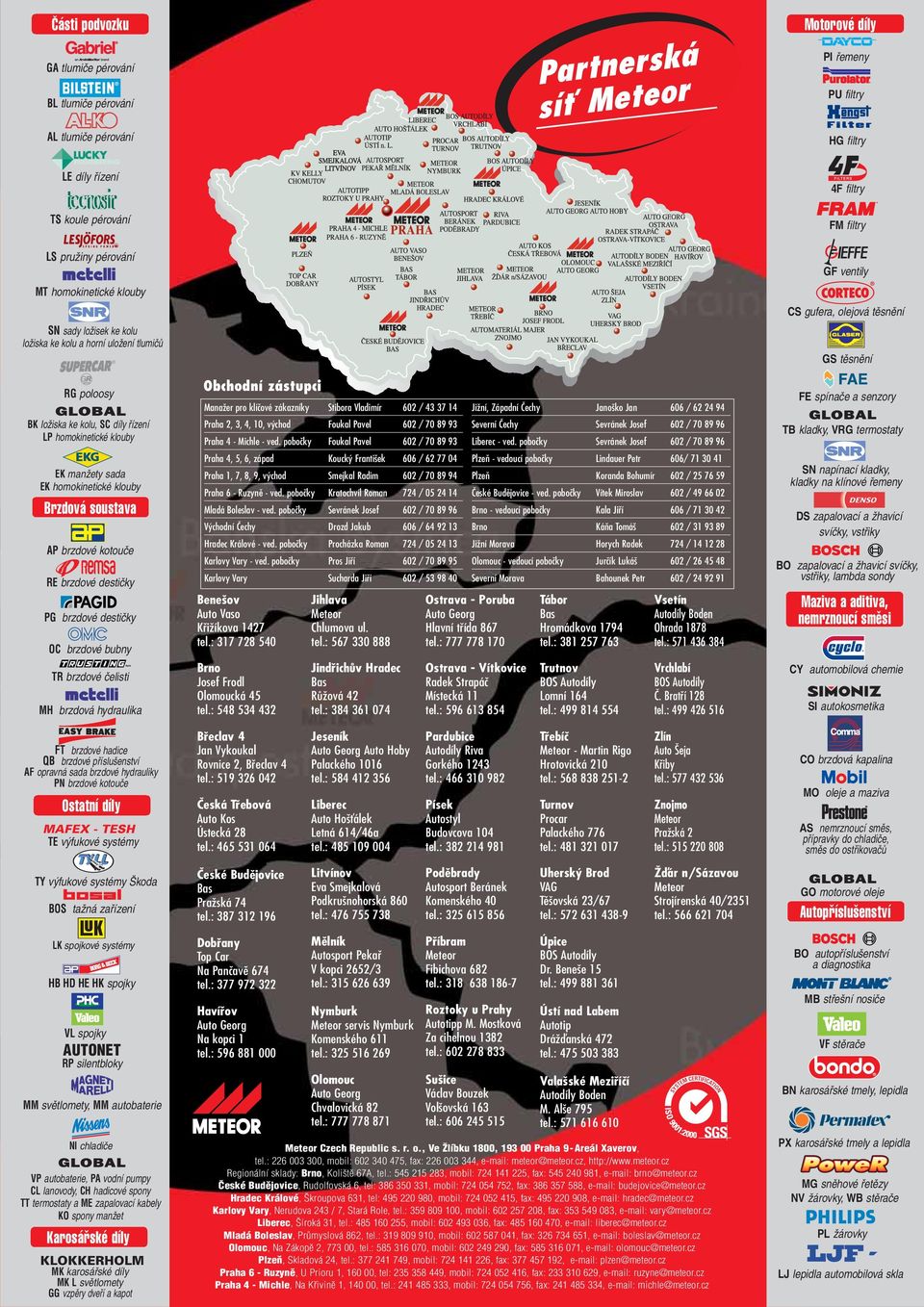 manžety sada EK homokinetické klouby Brzdová soustava AP brzdové kotouče RE brzdové destičky PG brzdové destičky OC brzdové bubny TR brzdové čelisti MH brzdová hydraulika Obchodní zástupci Manažer