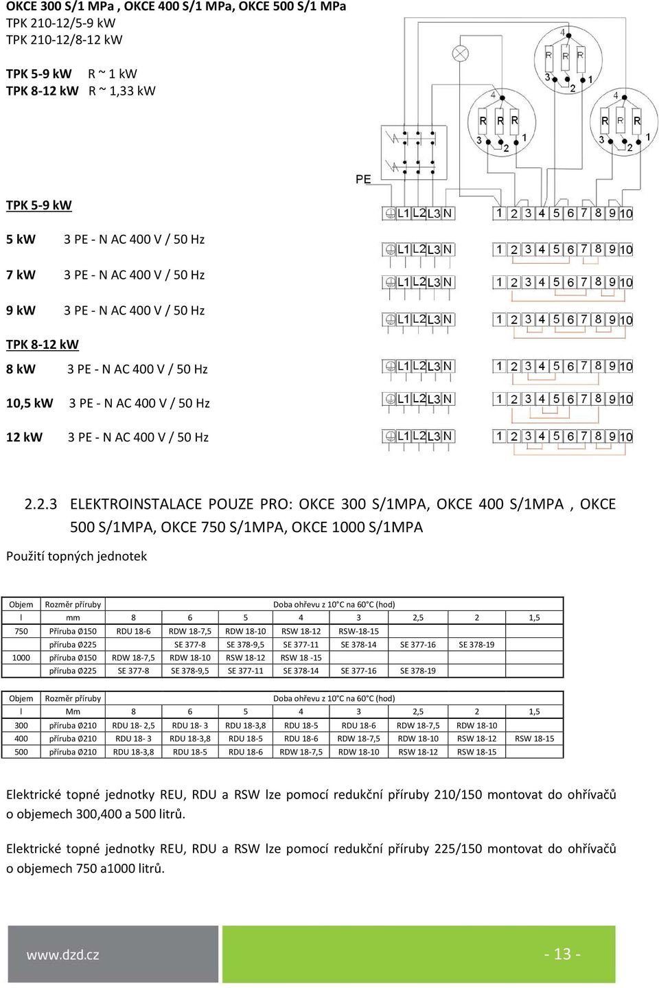 kw 8 kw 3 PE - N AC 400 V / 50 Hz 10,5 kw 3 PE - N AC 400 V / 50 Hz 12 