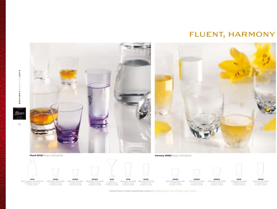 2 inch 30128/O odlivka DOF / DOF tumbler C: 370 ml / 12.3 oz H: 10,8 cm / 4.2 inch 30129 martini C: 260 ml / 8.7 oz H: 19,5 cm / 7.7 inch 30138 odlivka HB / HB tumbler C: 400 ml / 13.