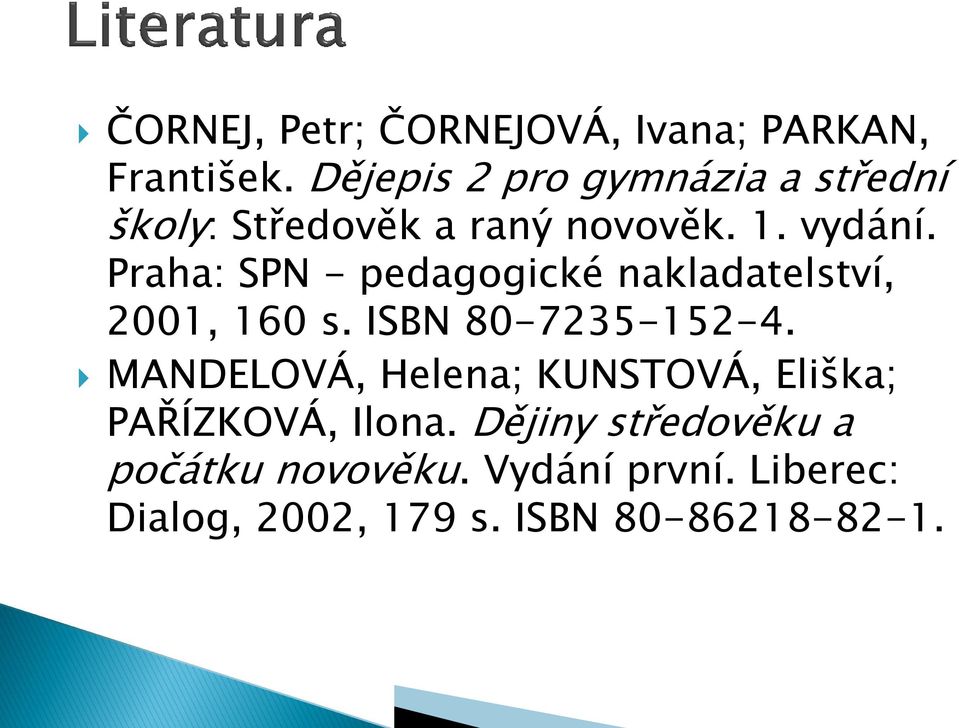Praha: SPN - pedagogické nakladatelství, 2001, 160 s. ISBN 80-7235-152-4.