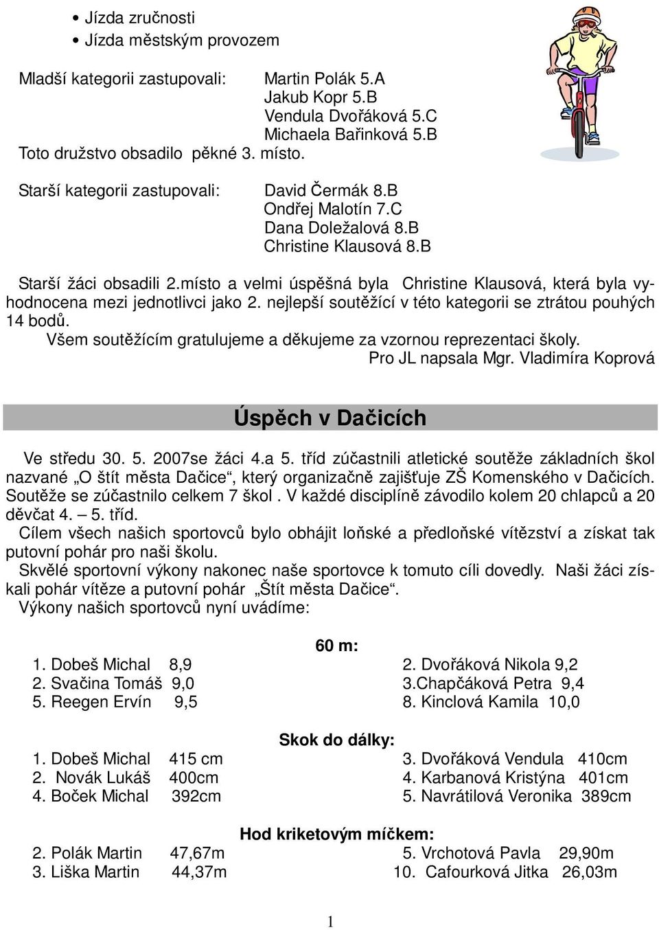 místo a velmi úspěšná byla Christine Klausová, která byla vyhodnocena mezi jednotlivci jako 2. nejlepší soutěžící v této kategorii se ztrátou pouhých 14 bodů.