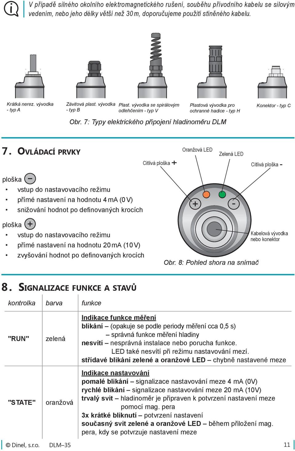 7: Typy elektrického připojení hladinoměru DLM Konektor - typ C 7.