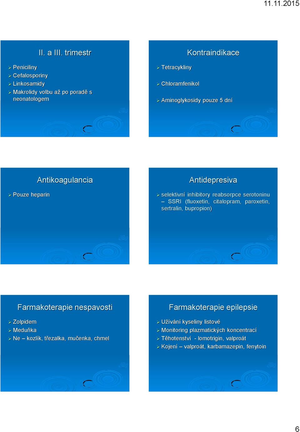 Antikoagulancia Antidepresiva selektivní inhibitory reabsorpce serotoninu SSRI (fluoxetin, citalopram, paroxetin, sertralin, bupropion)