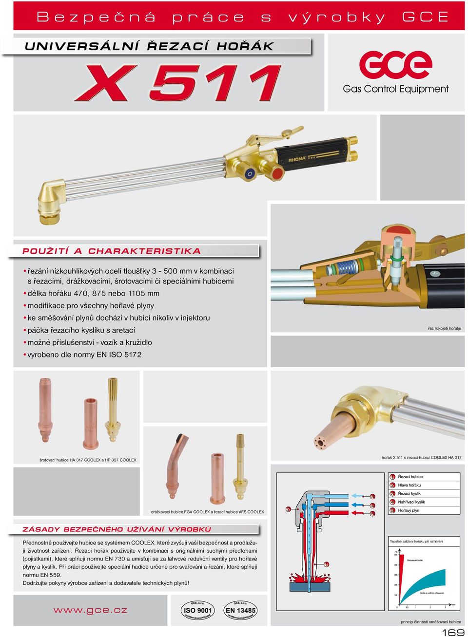 rukojetí hořáku šrotovací hubice HA 317 COOLEX a HP 337 COOLEX hořák X 511 s řezací hubicí COOLEX HA 317 drážkovací hubice FGA COOLEX a řezací hubice AFS COOLEX Přednostně používejte hubice se