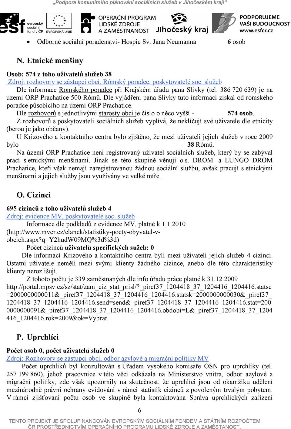 Dle vyjádření pana Slivky tuto informaci získal od rómského poradce působícího na území ORP Prachatice. Dle rozhovorů s jednotlivými starosty obcí je číslo o něco vyšší - 574 osob.