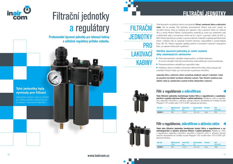 Tyto jednotky dvoustupňové filtrace mají první stupeň ze slinutého bronzu, který je nezbytný pro separaci vody a pevných částic do velikosti 40 μ a druhý filtrační článek z kompozitního materiálu je