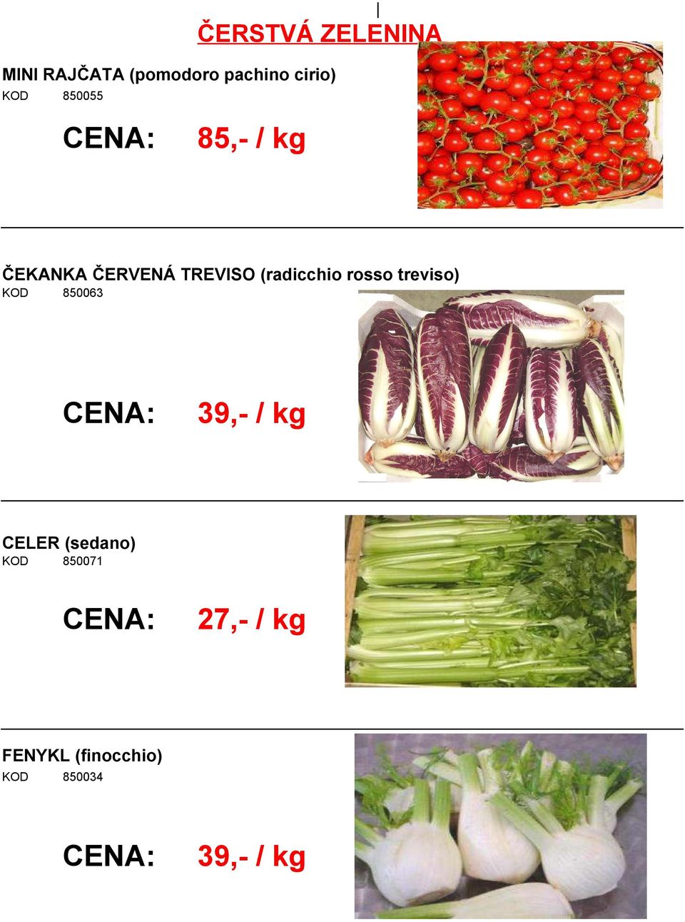 (radicchio rosso treviso) 850063 39,- / kg CELER