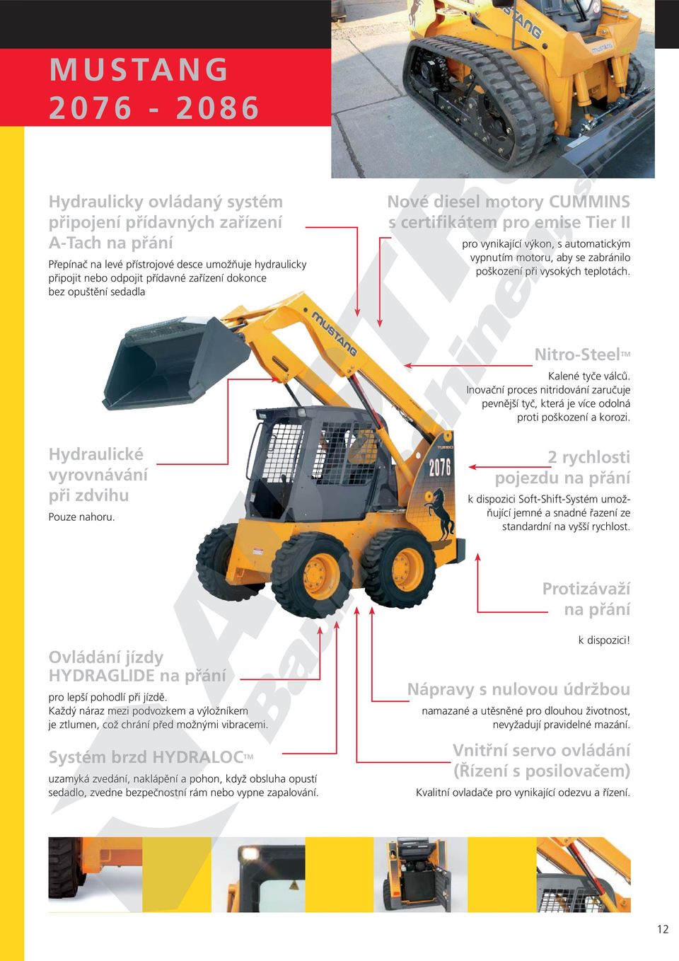 Nitro-Steel TM Kalené tyče válců. Inovační proces nitridování zaručuje pevnější tyč, která je více odolná proti poškození a korozi. Hydraulické vyrovnávání při zdvihu Pouze nahoru.