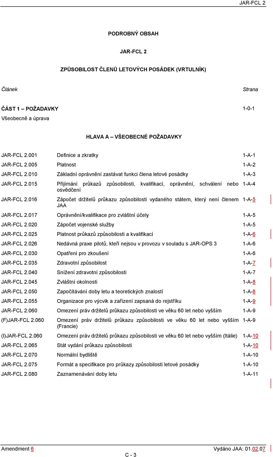 015 Přijímání průkazů způsobilosti, kvalifikací, oprávnění, schválení nebo 1-A-4 osvědčení JAR-FCL 2.016 Zápočet držitelů průkazu způsobilosti vydaného státem, který není členem 1-A-5 JAA JAR-FCL 2.